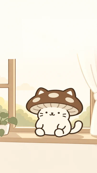 あさのしいたけねこのスマホ壁紙