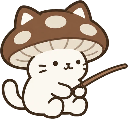 釣りざおを持つしいたけねこ